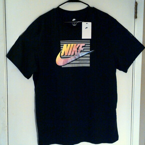NEW NIKE SPORTSWEAR "VIbrant Box Logo Tee" MEN'S BLACK T-SHIRT XL FQ7995-010 - Picture 1 of 6